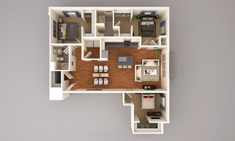Floor plan for 3 beds, 2 baths, 1430 sqft